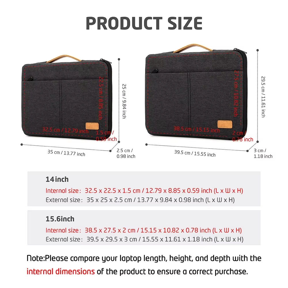 Laptop Sleeve Bag 14 15.6 Inch Notebook Pouch for Macbook HP Dell Acer Shockproof Computer Briefcase Travel Business Men Case