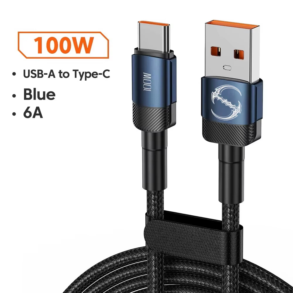 PD 100W1M/2M/3M Fast Charge USB to Type C Cable Quick Charging Data Cord for Huawei Xiaomi