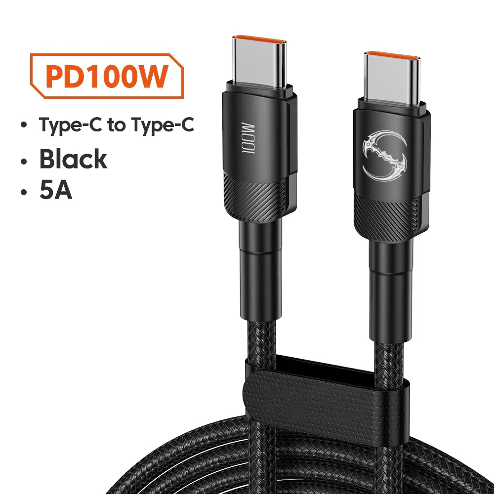PD 100W1M/2M/3M Fast Charge USB to Type C Cable Quick Charging Data Cord for Huawei Xiaomi