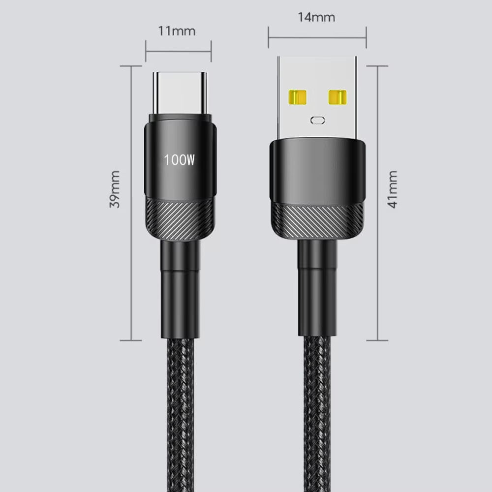 PD 100W1M/2M/3M Fast Charge USB to Type C Cable Quick Charging Data Cord for Huawei Xiaomi