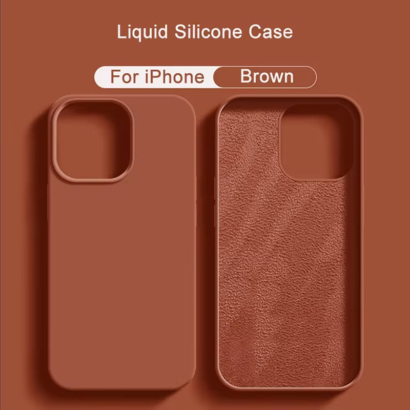 2024 NEW Liquid Silicone Case for Iphone 14 12 11 13 15 Pro Max Mini Luxury Shockproof Cover X XR XS 6 7 8 14 plus SE Accessory