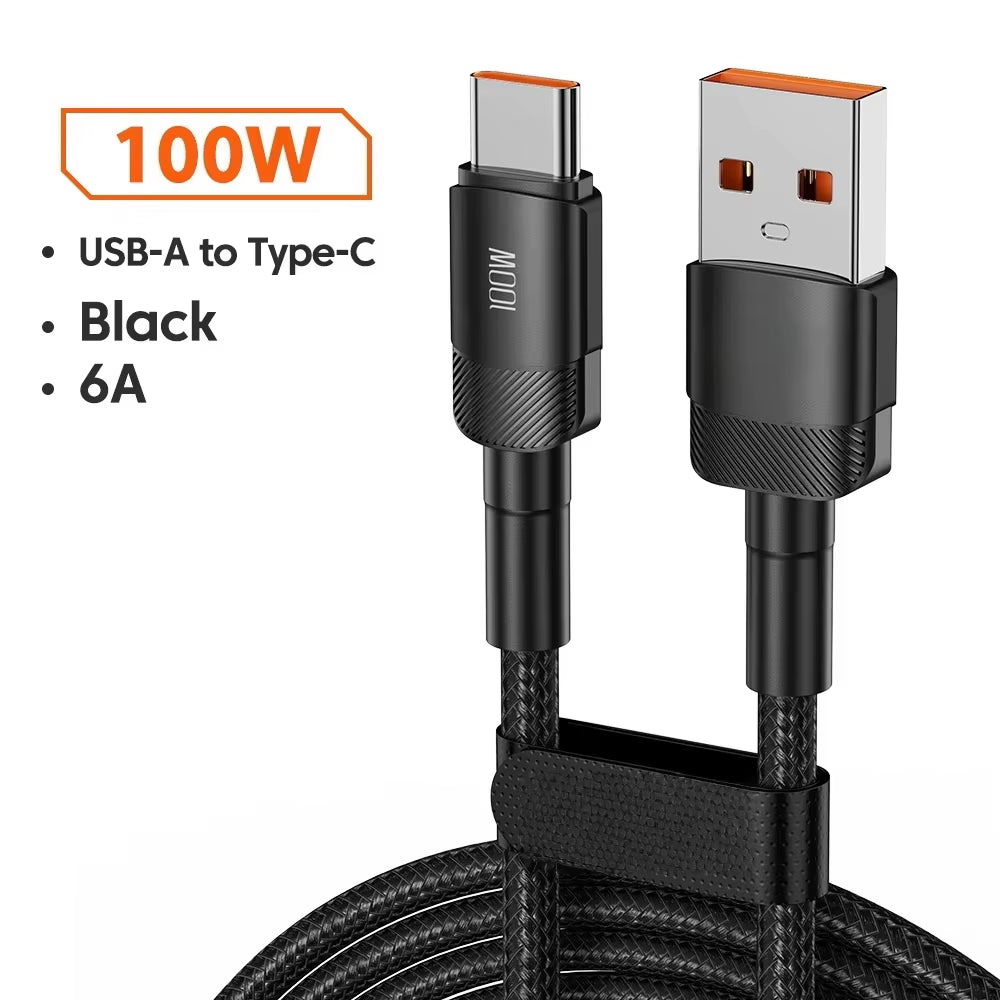 PD 100W1M/2M/3M Fast Charge USB to Type C Cable Quick Charging Data Cord for Huawei Xiaomi