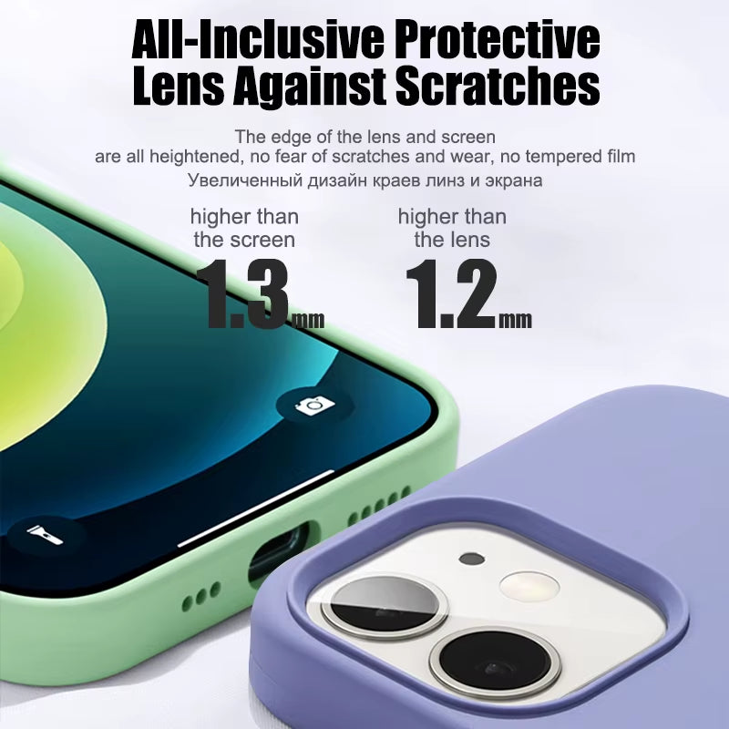 2024 NEW Liquid Silicone Case for Iphone 14 12 11 13 15 Pro Max Mini Luxury Shockproof Cover X XR XS 6 7 8 14 plus SE Accessory