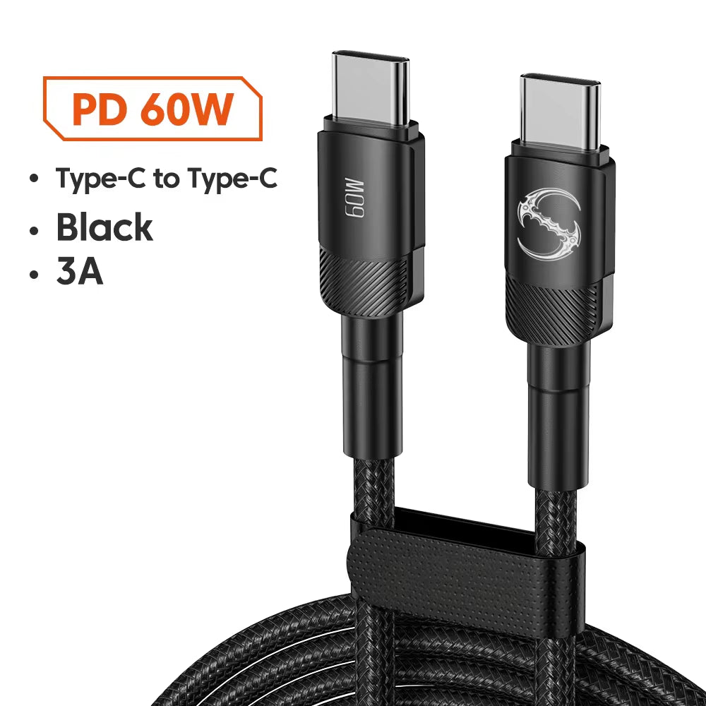 PD 100W1M/2M/3M Fast Charge USB to Type C Cable Quick Charging Data Cord for Huawei Xiaomi