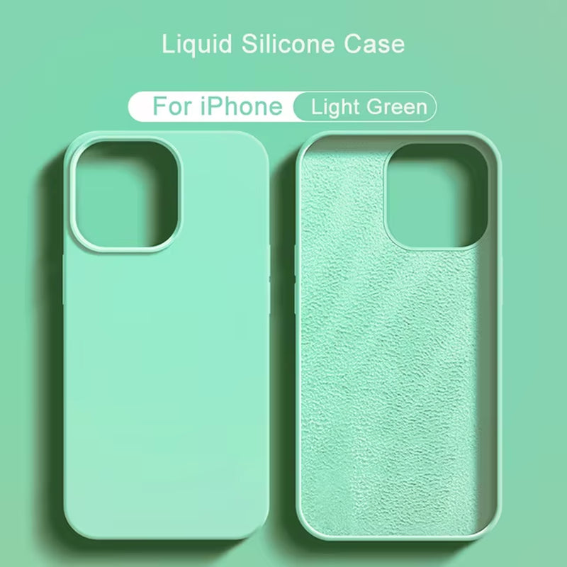 2024 NEW Liquid Silicone Case for Iphone 14 12 11 13 15 Pro Max Mini Luxury Shockproof Cover X XR XS 6 7 8 14 plus SE Accessory