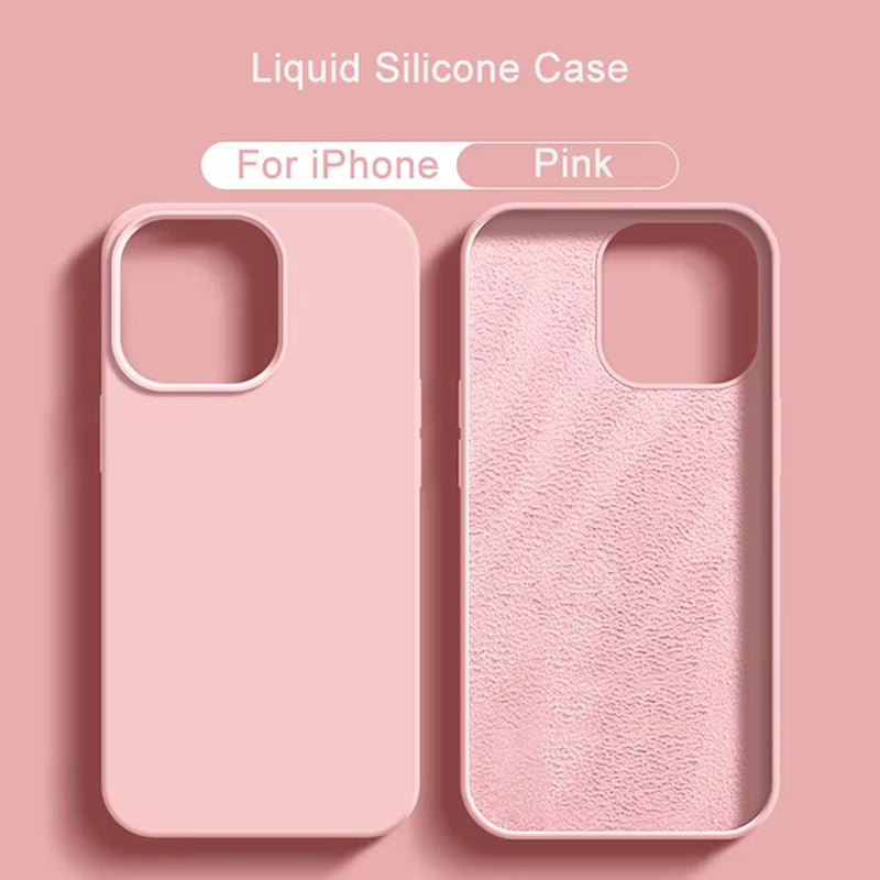 2024 NEW Liquid Silicone Case for Iphone 14 12 11 13 15 Pro Max Mini Luxury Shockproof Cover X XR XS 6 7 8 14 plus SE Accessory