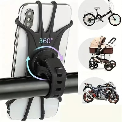 360 Rotatable Mobile Phone Bicycle Motorcycle Holder Bike Safe Bracket Silicone Support Silicone Pull Type for All Phone Stand