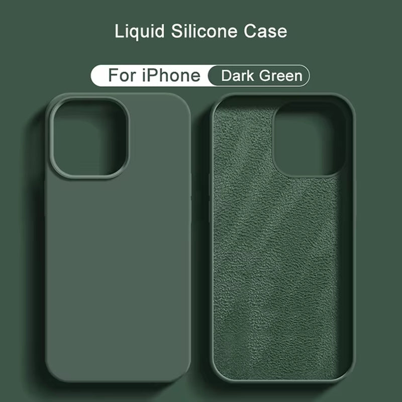 2024 NEW Liquid Silicone Case for Iphone 14 12 11 13 15 Pro Max Mini Luxury Shockproof Cover X XR XS 6 7 8 14 plus SE Accessory