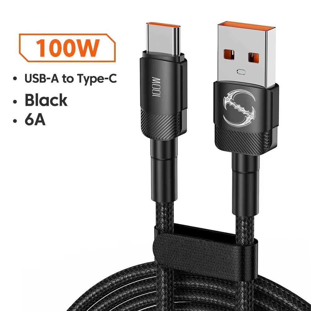 PD 100W1M/2M/3M Fast Charge USB to Type C Cable Quick Charging Data Cord for Huawei Xiaomi